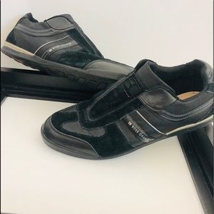 HUGO BOSS ORANGE Black Suede Leather Slip On Shoes